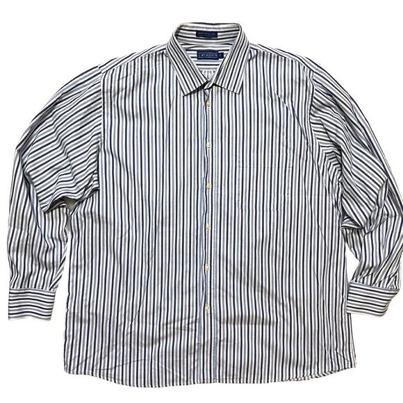 J. MCLAUGHLIN Superfine 2-ply Italian fabric Striped Button Front Shirt SZ XL - Picture 2 of 8